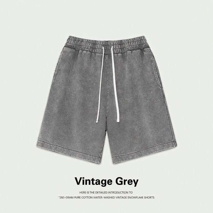 Men Women Vintage Pink Water-washed 100% Cotton Loose Casual Sports Summer Drawstring Shorts