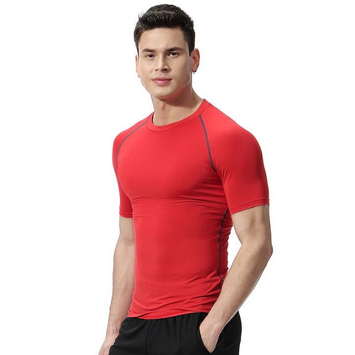 Summer High Elastic Quick-Drying Sports Tight-Fitting Short-Sleeve T-Shirt