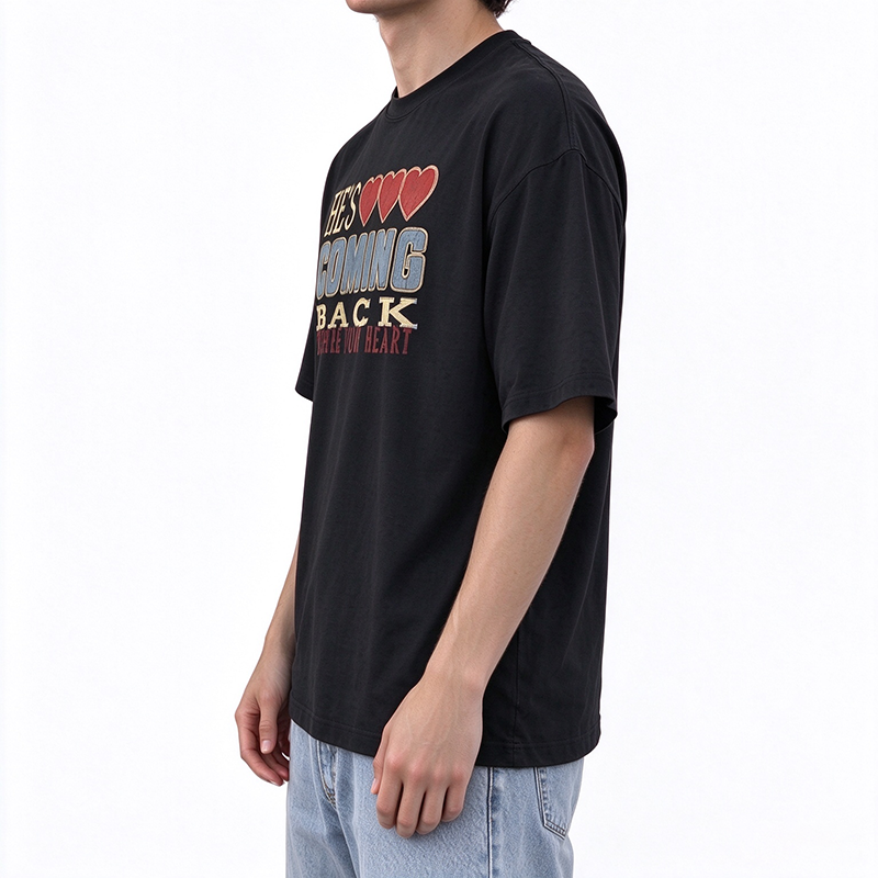 Heart Text Graphic Casual Tee