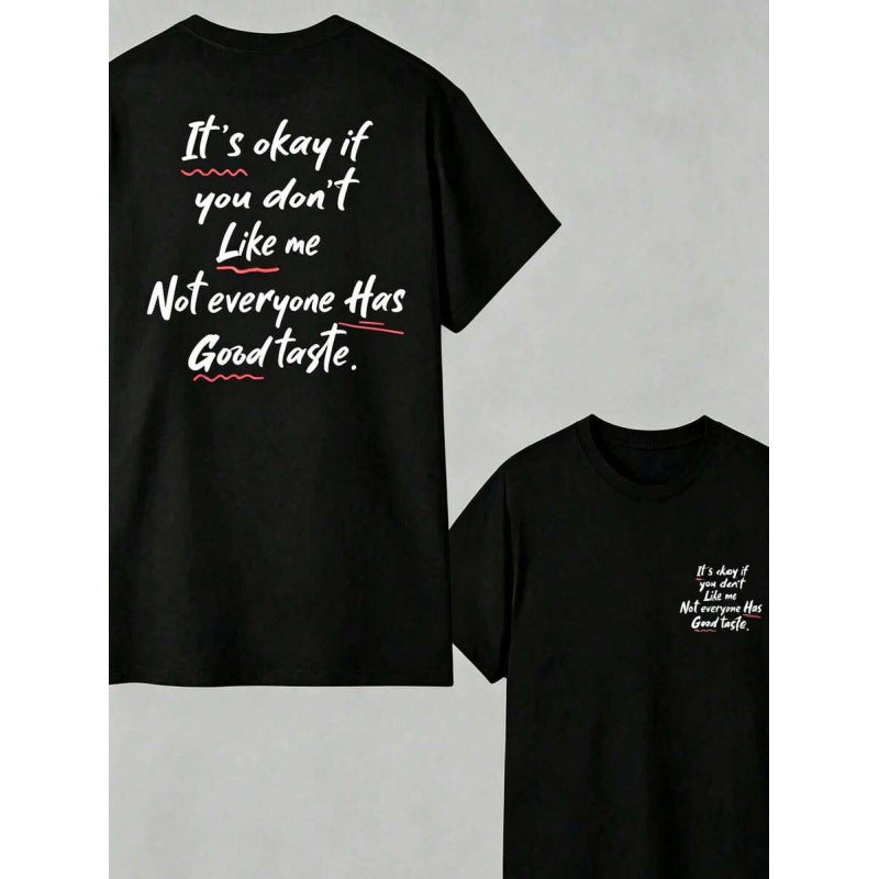Fun retro satirical quote print casual crew neck short-sleeved T-shirt