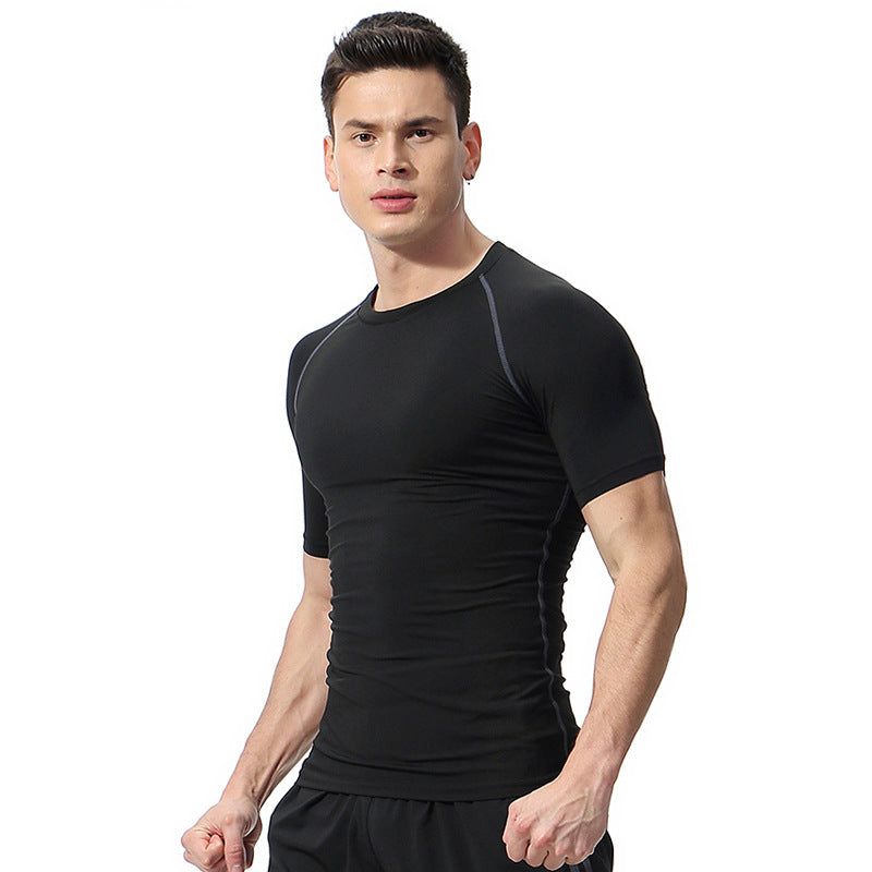 Summer High Elastic Quick-Drying Sports Tight-Fitting Short-Sleeve T-Shirt