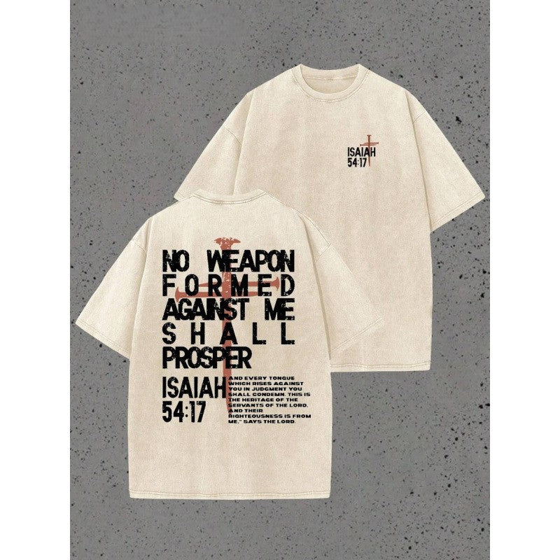 100% Cotton Retro Distressed High Street Printed Short-Sleeve T-Shirt