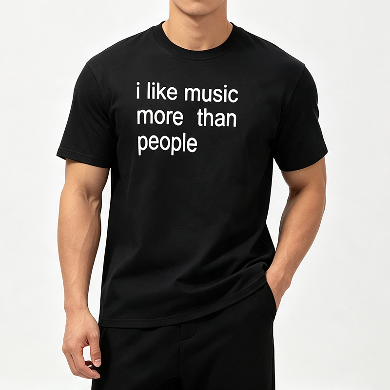 Funny Quote Unisex Cotton T-Shirt – I Like Music More Than People
