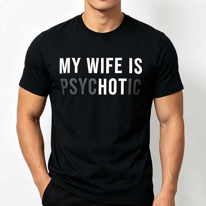 Funny Husband Gift Cotton T-Shirt – Psychotic Humor Quote