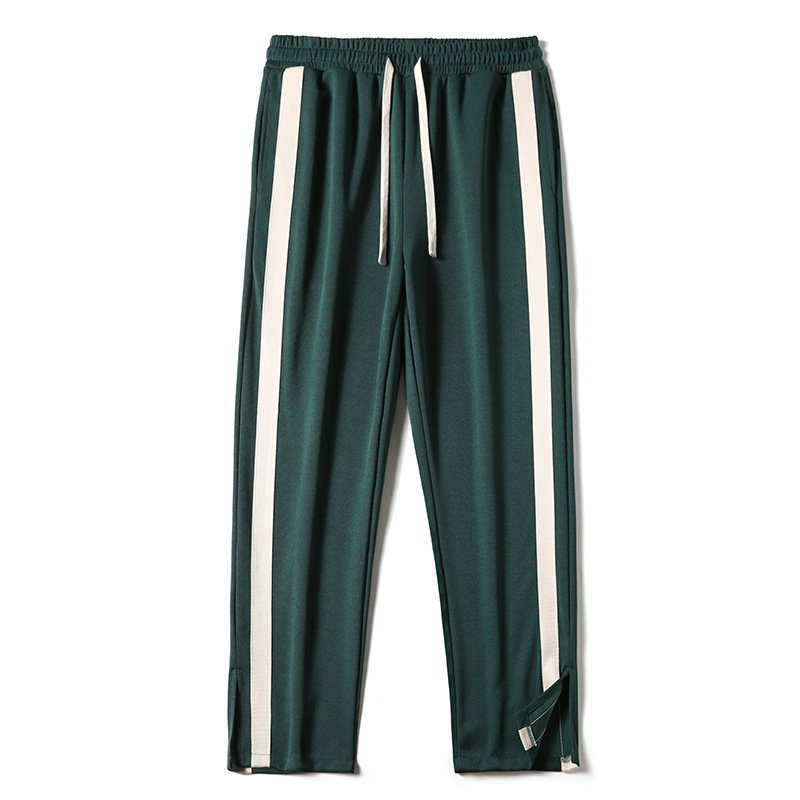 Men Side Stripe Split Hem Wide Leg Track Pants