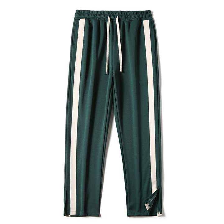 Men Side Stripe Split Hem Wide Leg Track Pants
