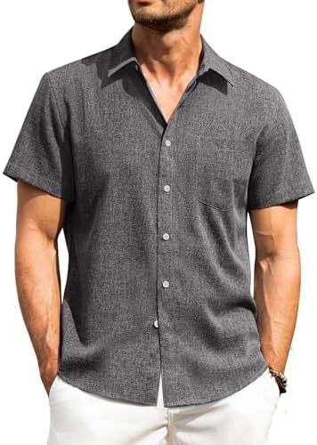 Casual linen button-down wrinkle-free short-sleeved shirt