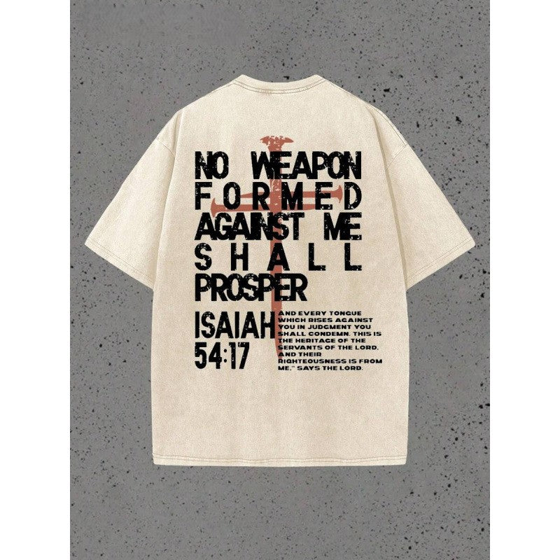 100% Cotton Retro Distressed High Street Printed Short-Sleeve T-Shirt
