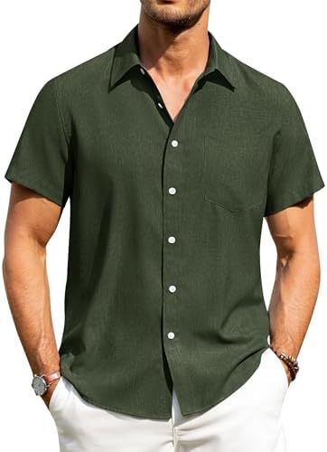 Casual linen button-down wrinkle-free short-sleeved shirt