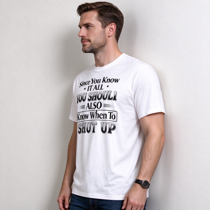 Witty Text Print Everyday Short Sleeve Tee