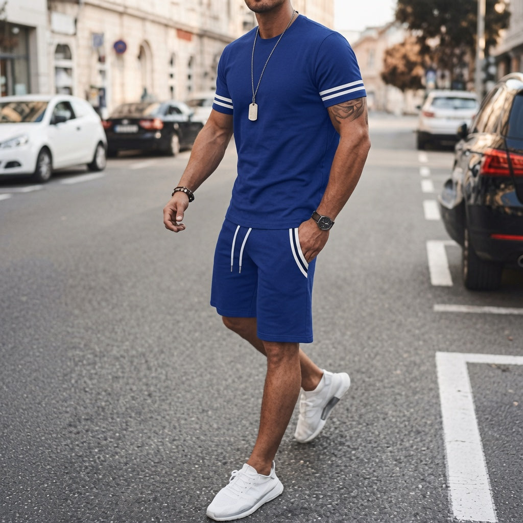 Men’s 2 Piece Outfit T-Shirt &amp; Shorts Set Casual Summer Loose Fit