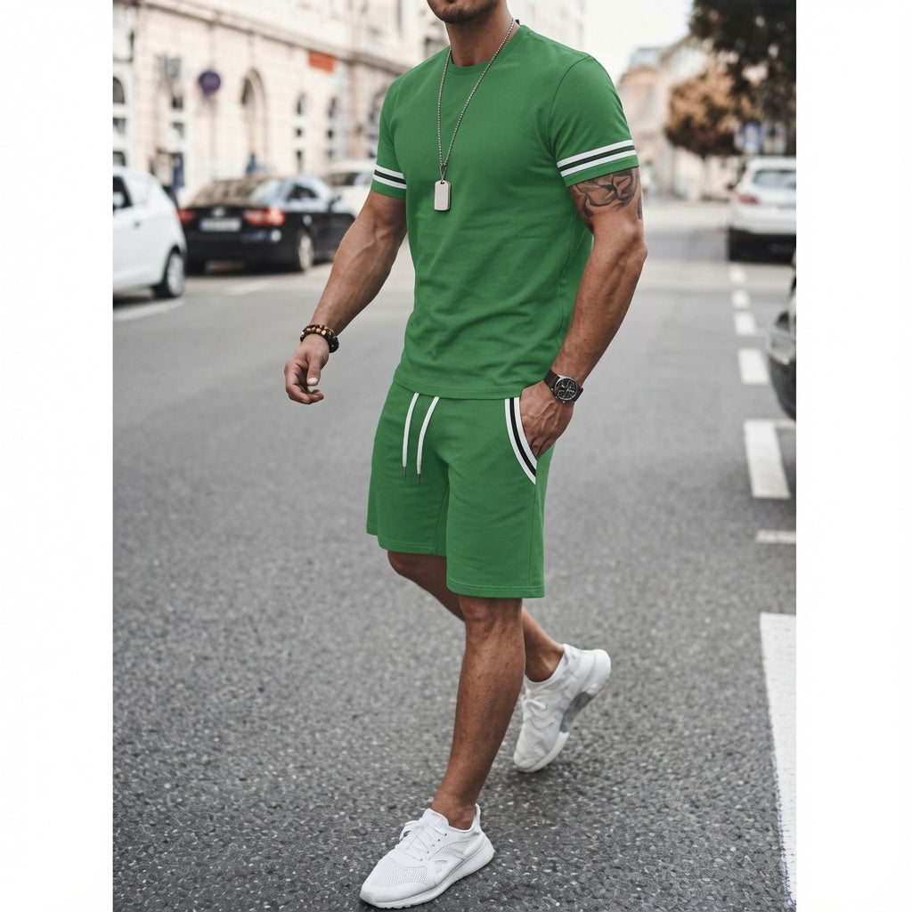 Men’s 2 Piece Outfit T-Shirt &amp; Shorts Set Casual Summer Loose Fit