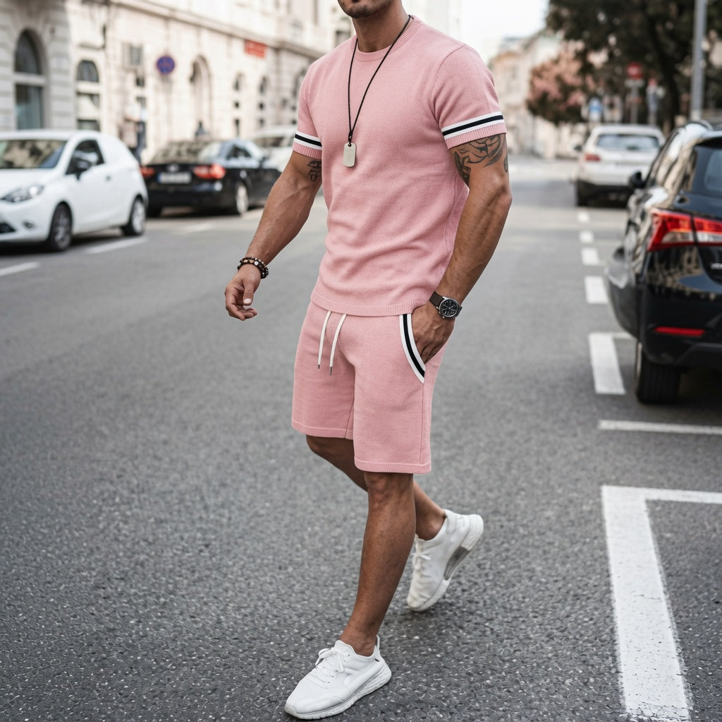 Men’s 2 Piece Outfit T-Shirt &amp; Shorts Set Casual Summer Loose Fit