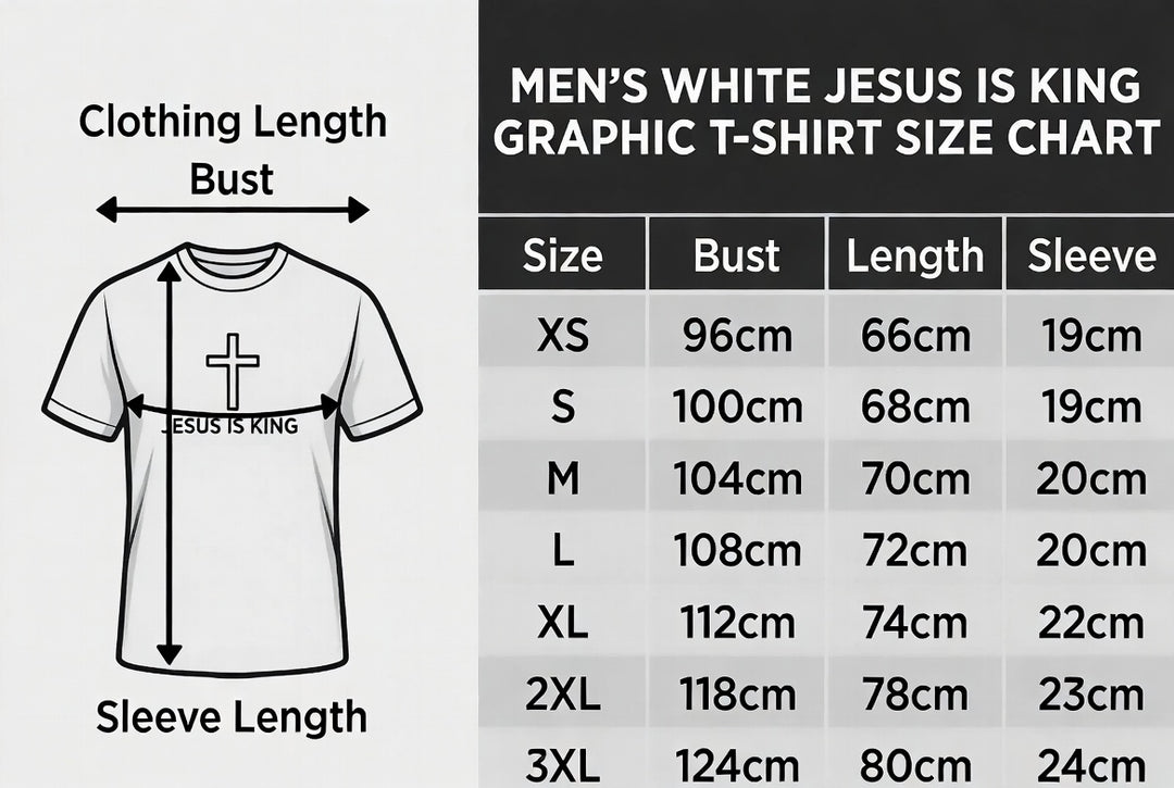 Short-sleeved shirt with a cross print featuring "Jesus is King"