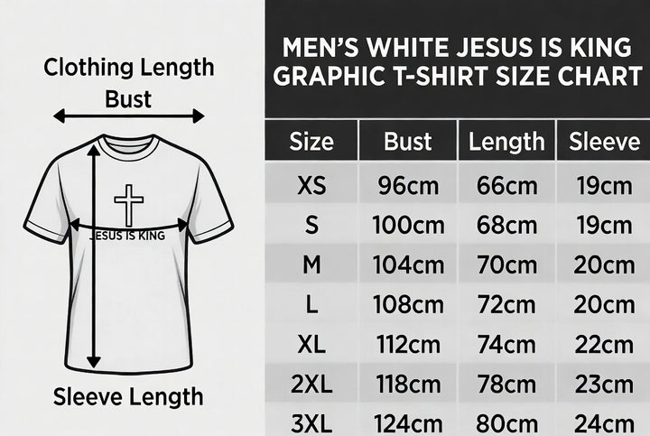 Short-sleeved shirt with a cross print featuring "Jesus is King"