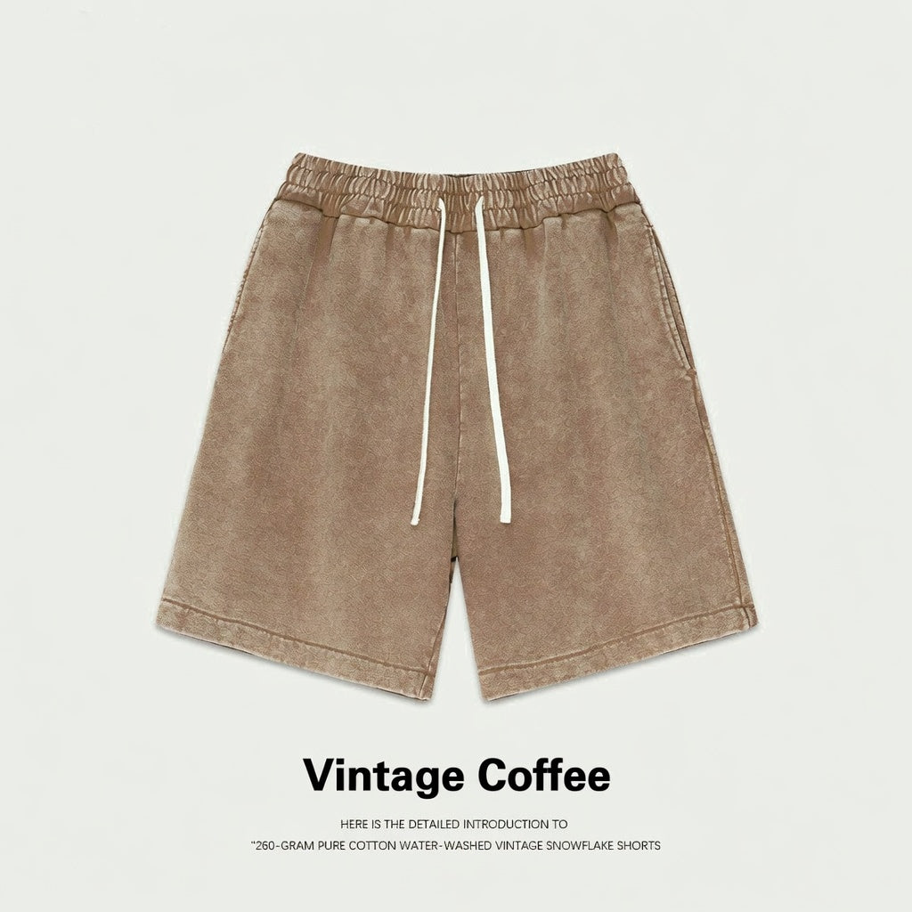 Men Women Vintage Pink Water-washed 100% Cotton Loose Casual Sports Summer Drawstring Shorts