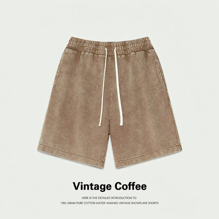 Men Women Vintage Pink Water-washed 100% Cotton Loose Casual Sports Summer Drawstring Shorts